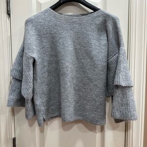 Gray Bell Sleeve Knit Sweater